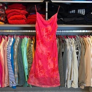 California Concepts pink print lined dress size 5